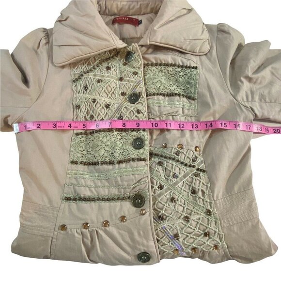 PINDAI Lady's Collection Button Up Coat Tan Juniors L C-7 - Picture 5 of 8